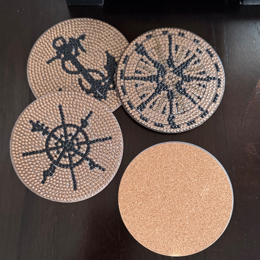 🌊 Handcrafted Nautical Diamond Art Coasters – Acrylic | Set of 4 Gift Ready - Picture 4 of 6
